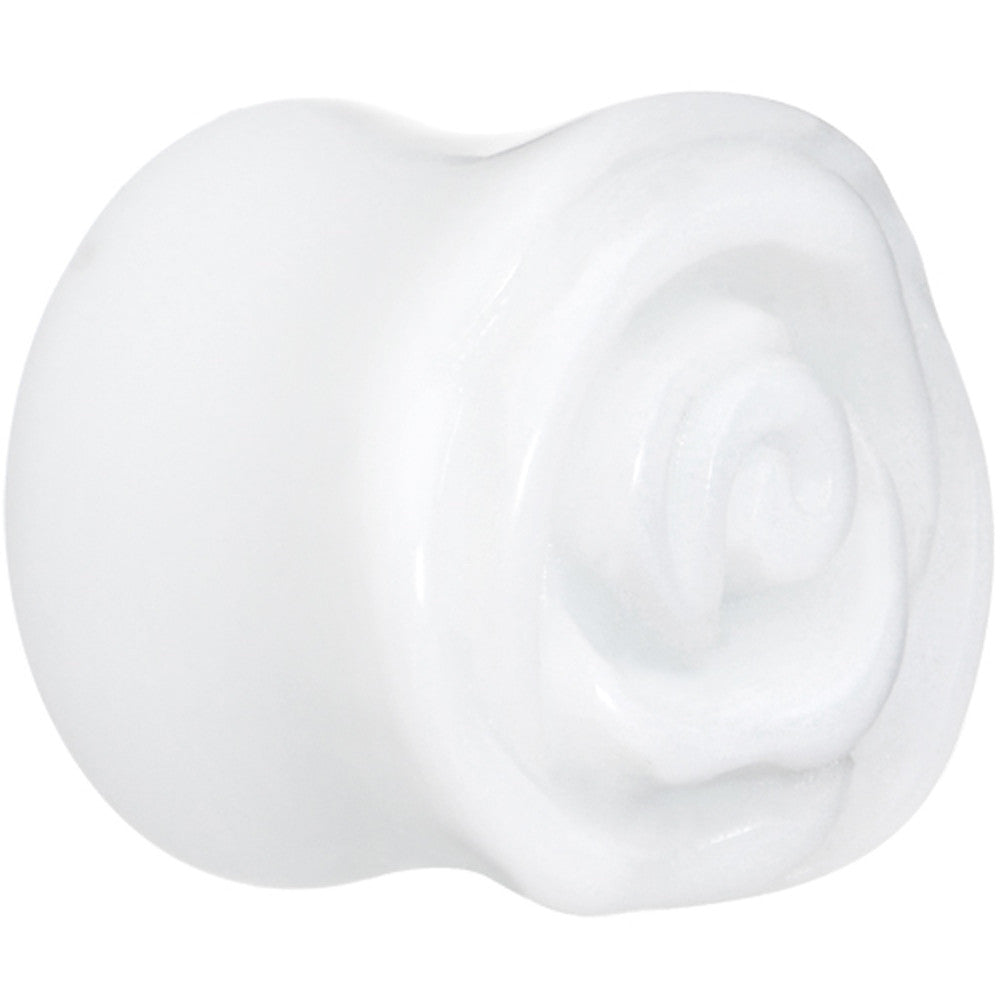 1 inch White Rose Flower Acrylic Saddle Plug