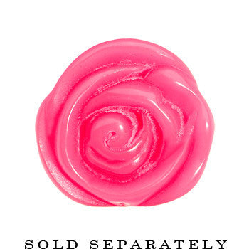 00 Gauge Pink Rose Flower Acrylic Saddle Plug