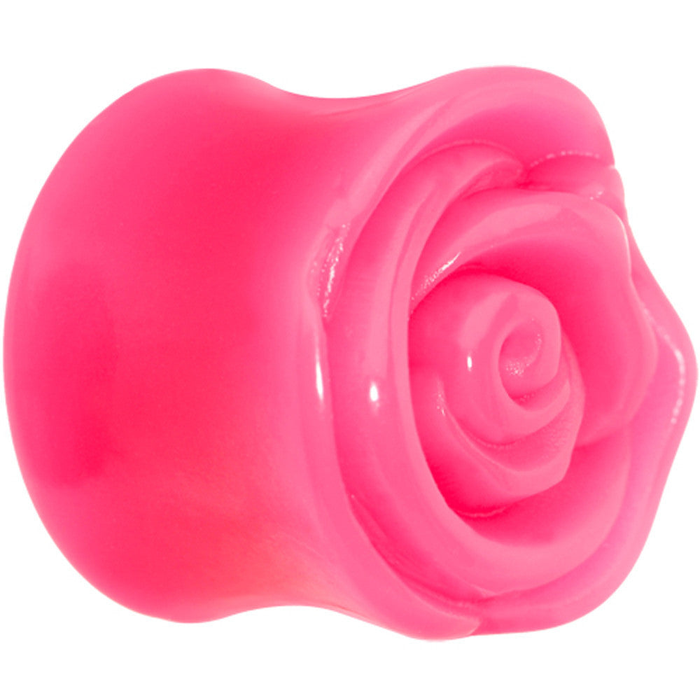 9/16 Pink Rose Flower Acrylic Saddle Plug