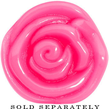 1 inch Pink Rose Flower Acrylic Saddle Plug