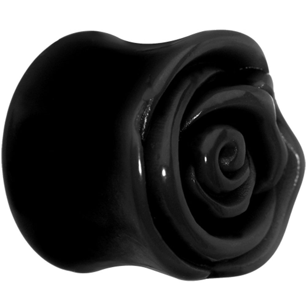 7/8 Black Rose Flower Acrylic Saddle Plug