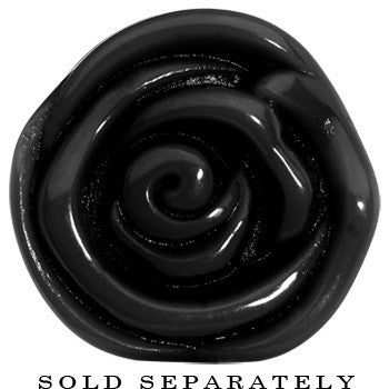 7/8 Black Rose Flower Acrylic Saddle Plug