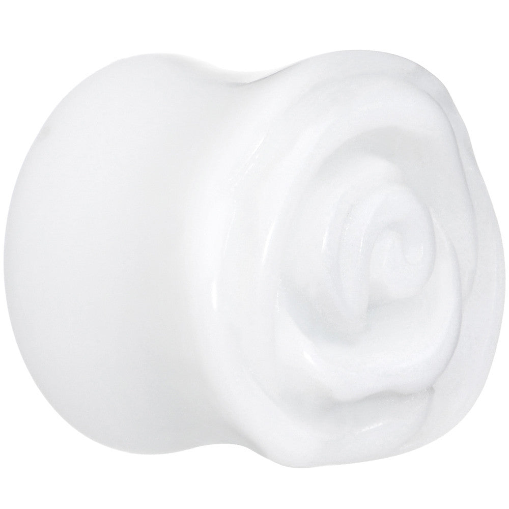 18mm White Rose Flower Acrylic Saddle Plug