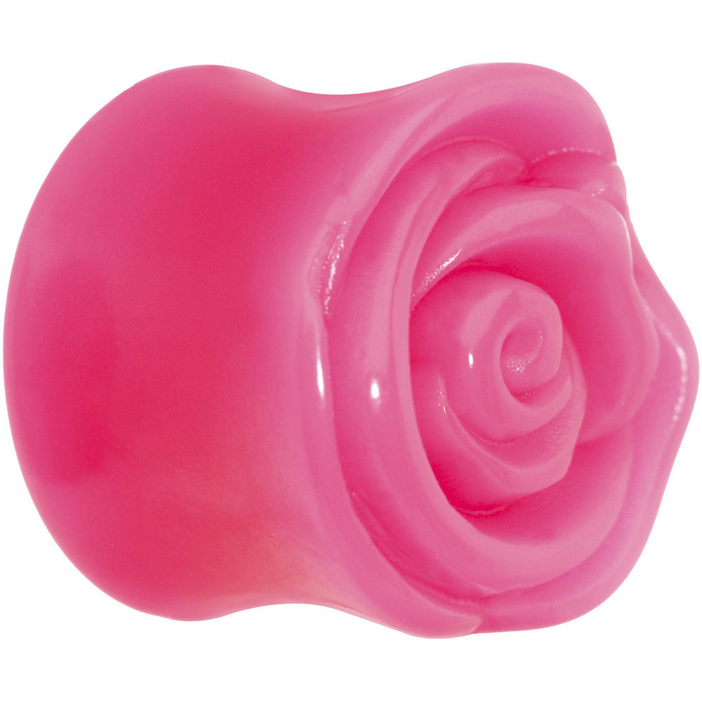 18mm Pink Rose Flower Acrylic Saddle Plug