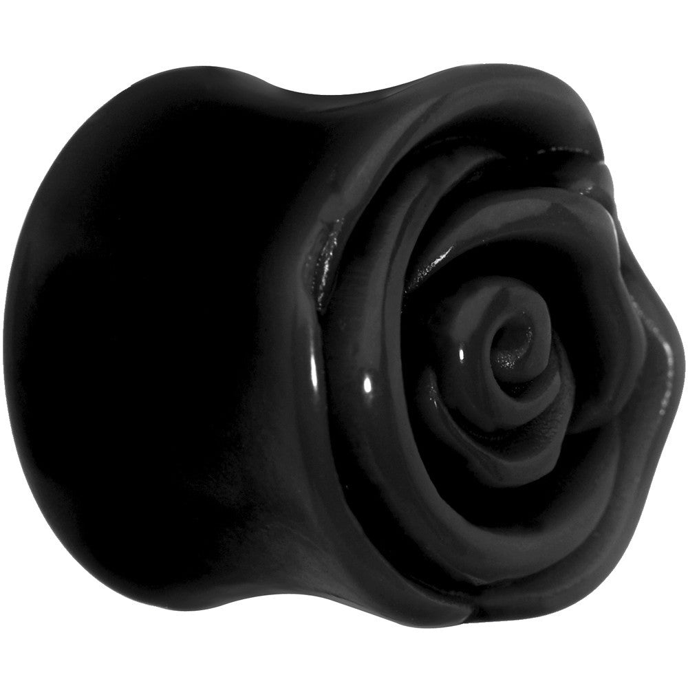 18mm Black Rose Flower Acrylic Saddle Plug