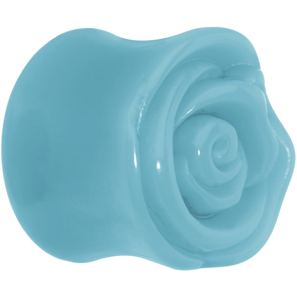 18mm Blue Rose Flower Acrylic Saddle Plug