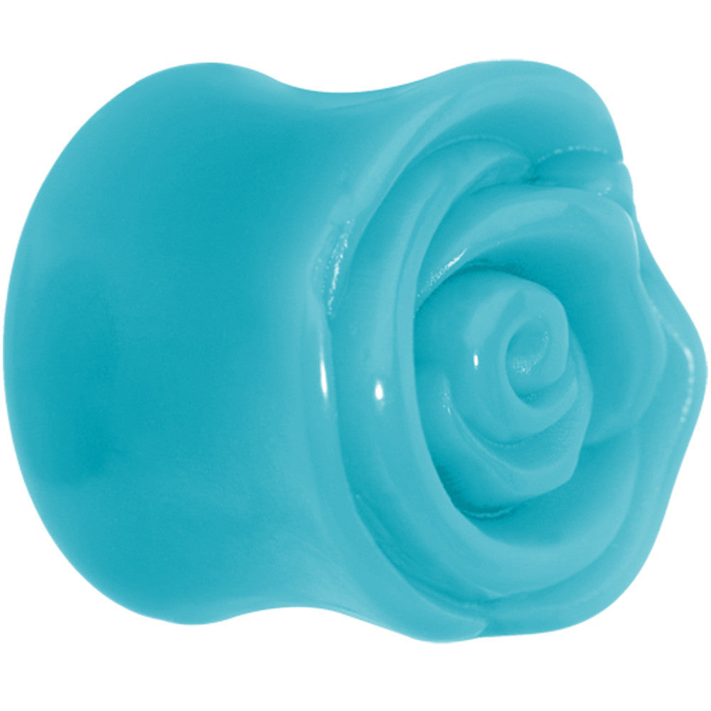 20mm Blue Rose Flower Acrylic Saddle Plug