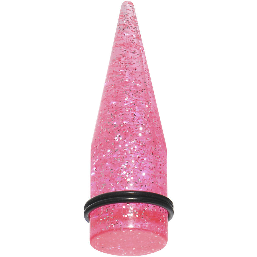 20mm Pink Acrylic Silver Glitter Taper