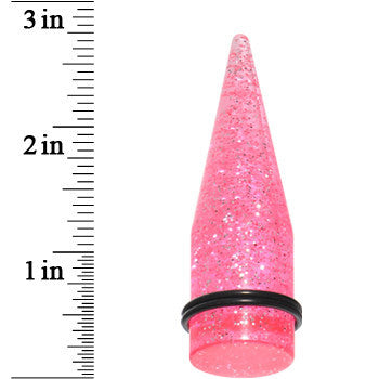 20mm Pink Acrylic Silver Glitter Taper