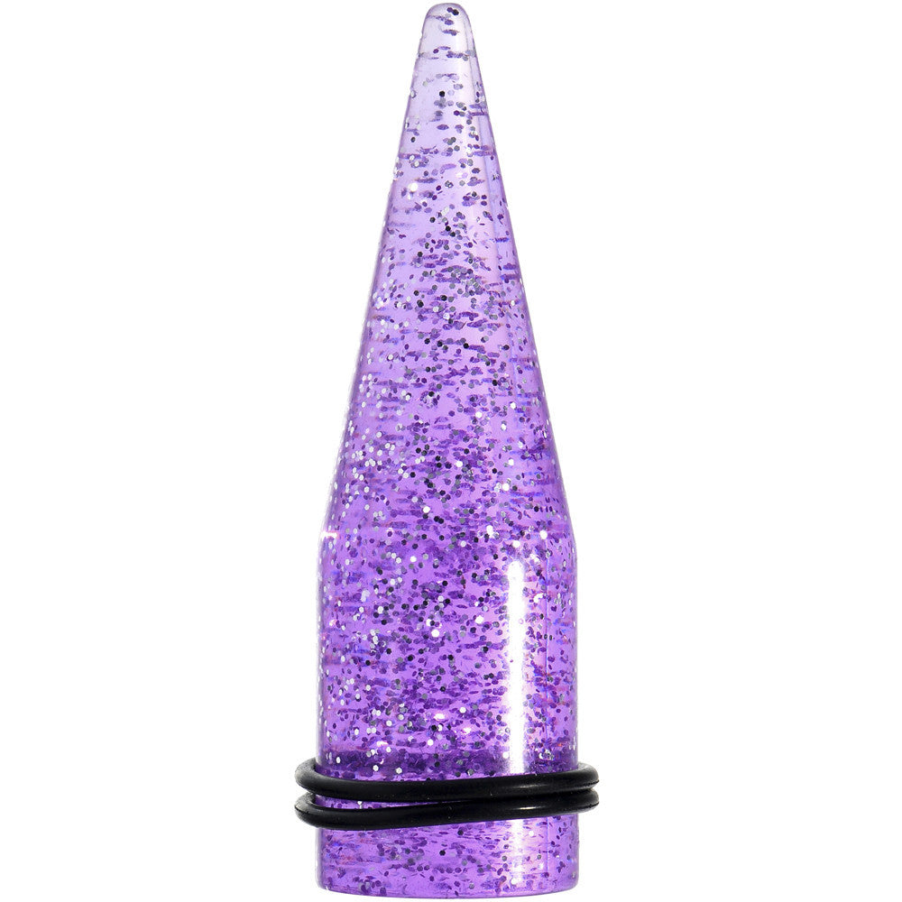 20mm Purple Acrylic Silver Glitter Taper