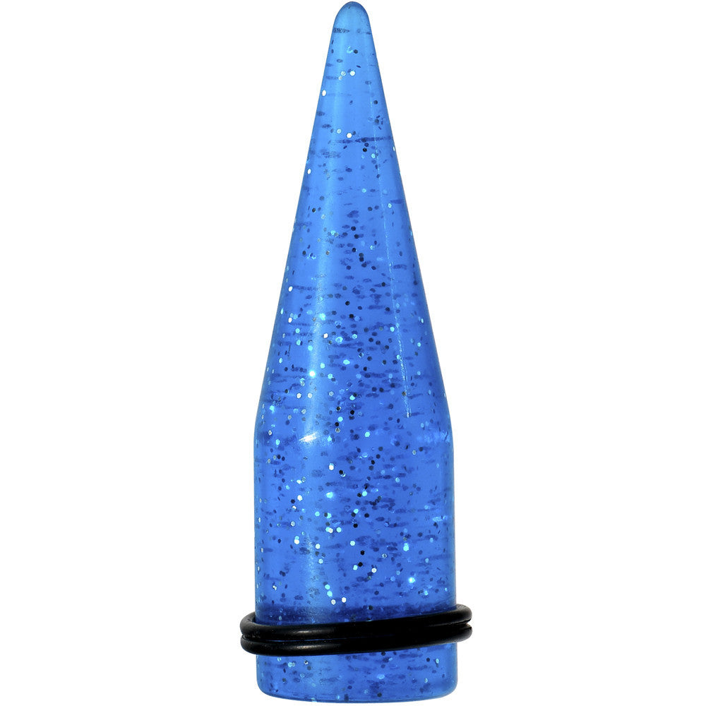 20mm Blue Acrylic Silver Glitter Taper