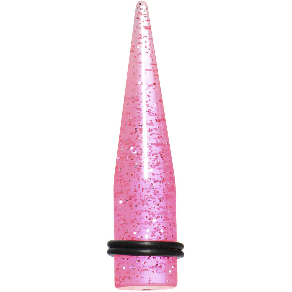 9/16 Pink Acrylic Silver Glitter Taper