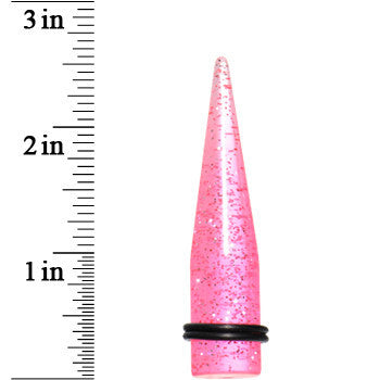 9/16 Pink Acrylic Silver Glitter Taper