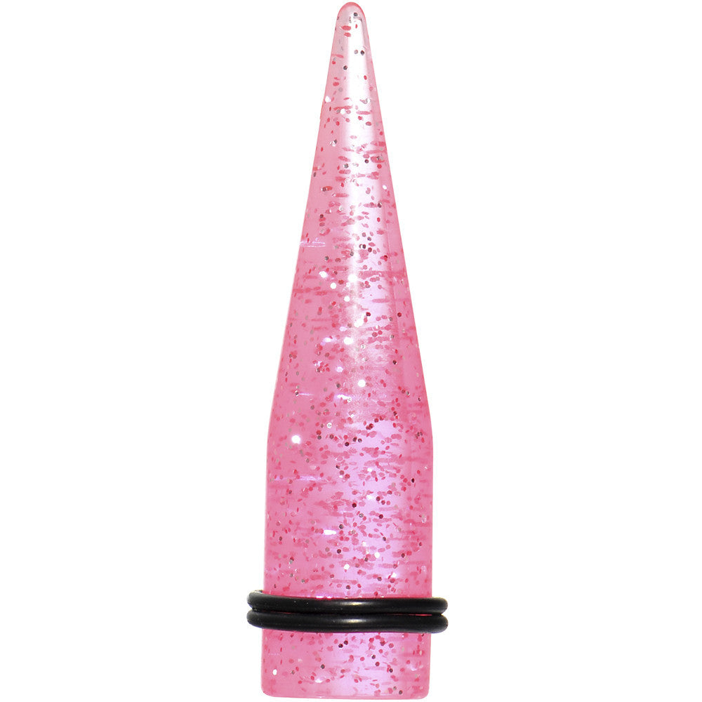 5/8 Pink Acrylic Silver Glitter Taper