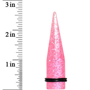 5/8 Pink Acrylic Silver Glitter Taper