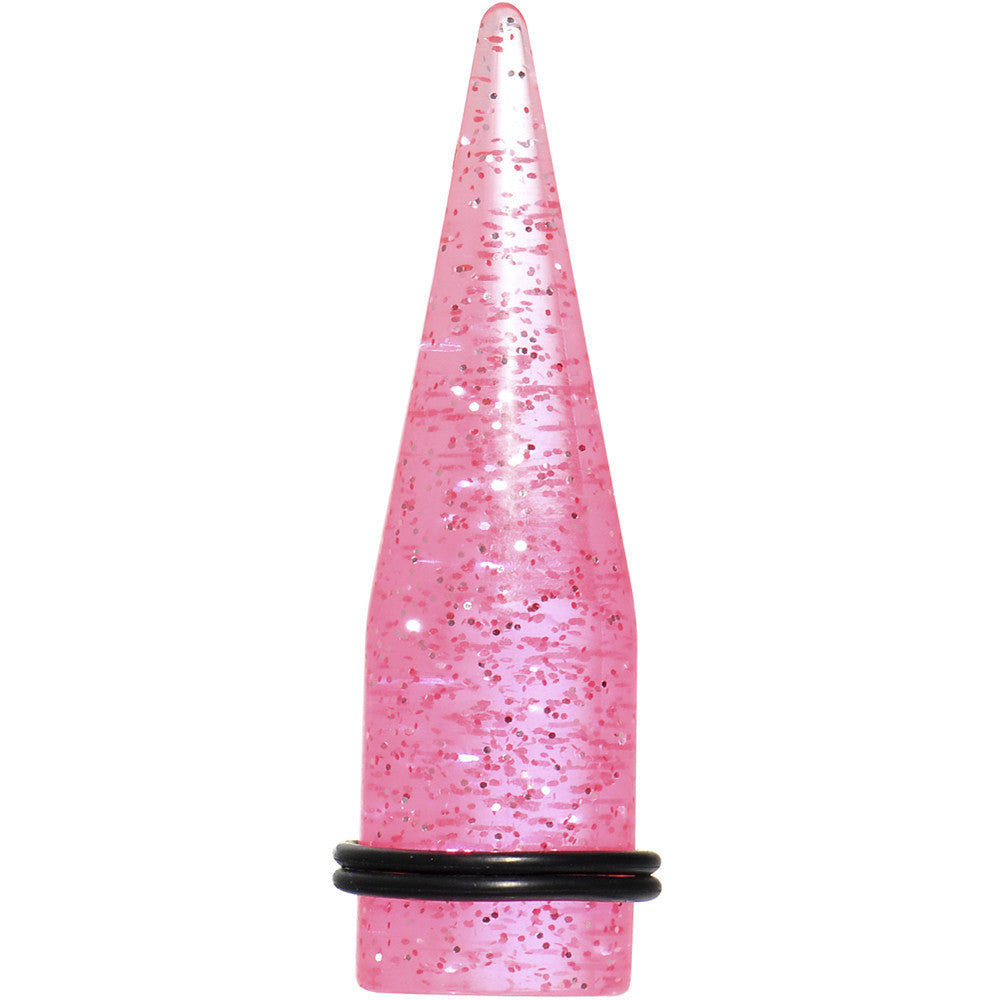 18mm Pink Acrylic Silver Glitter Taper