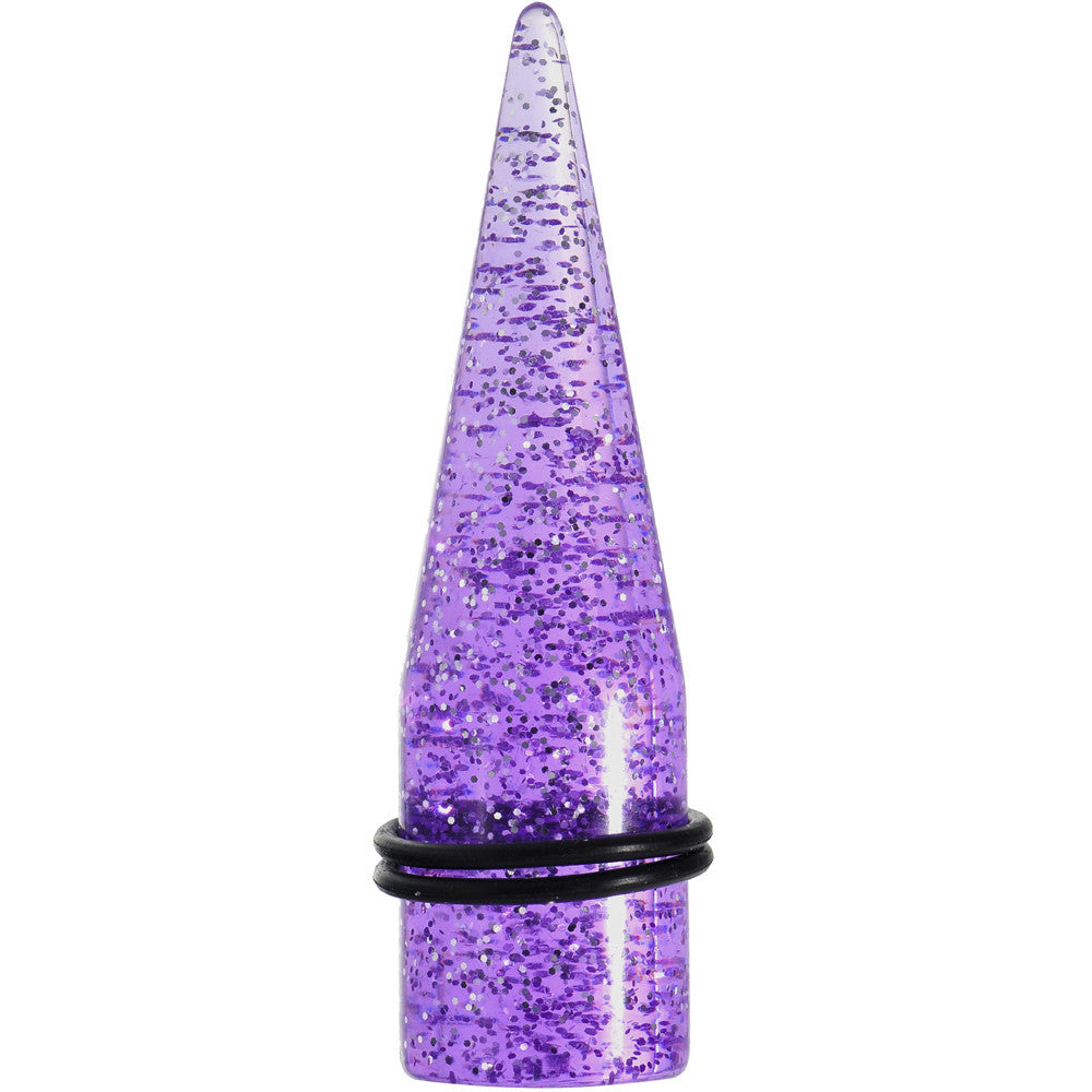 18mm Purple Acrylic Silver Glitter Taper