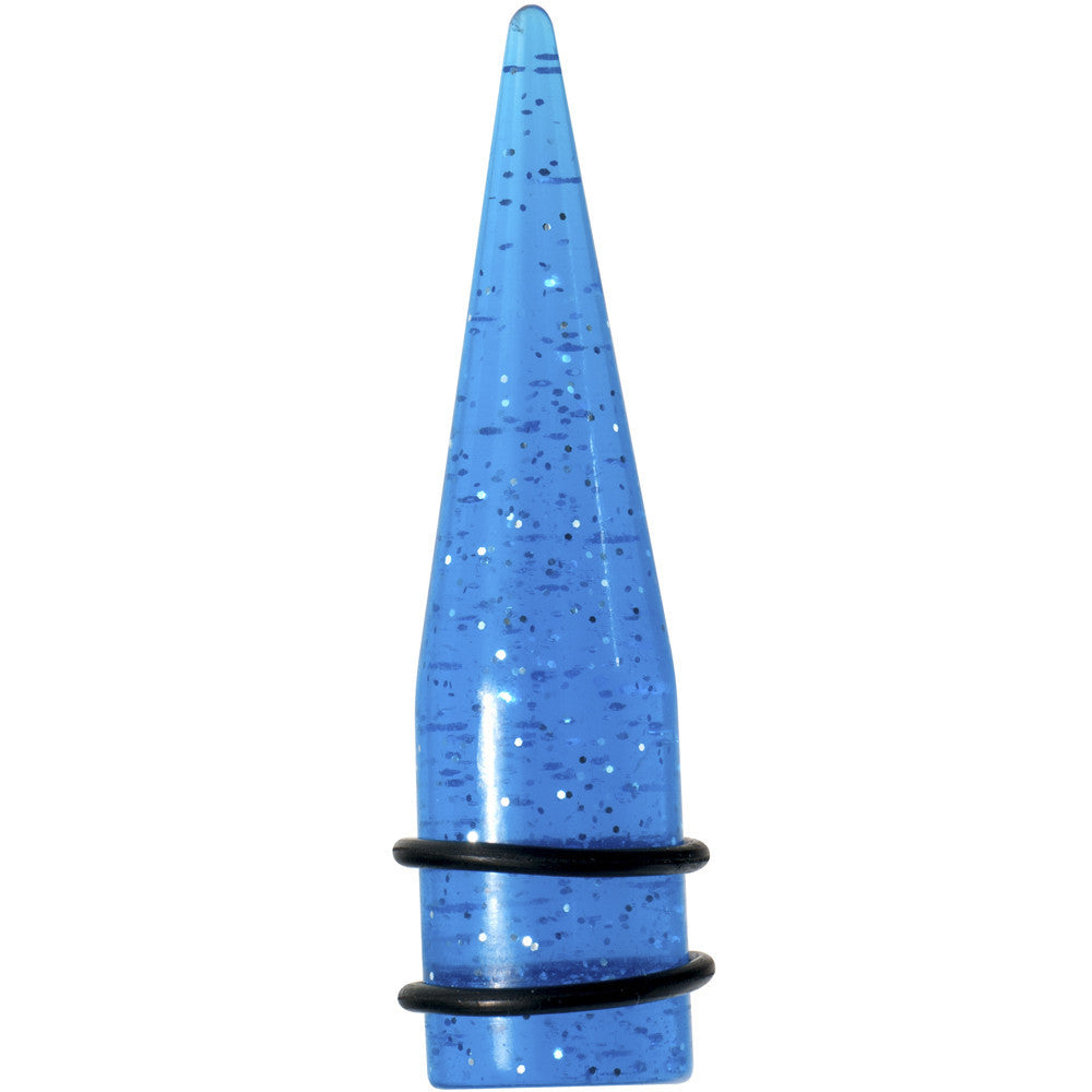 5/8 Blue Acrylic Silver Glitter Taper