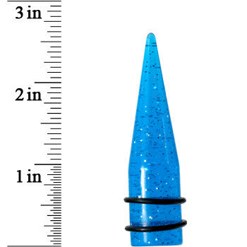 5/8 Blue Acrylic Silver Glitter Taper