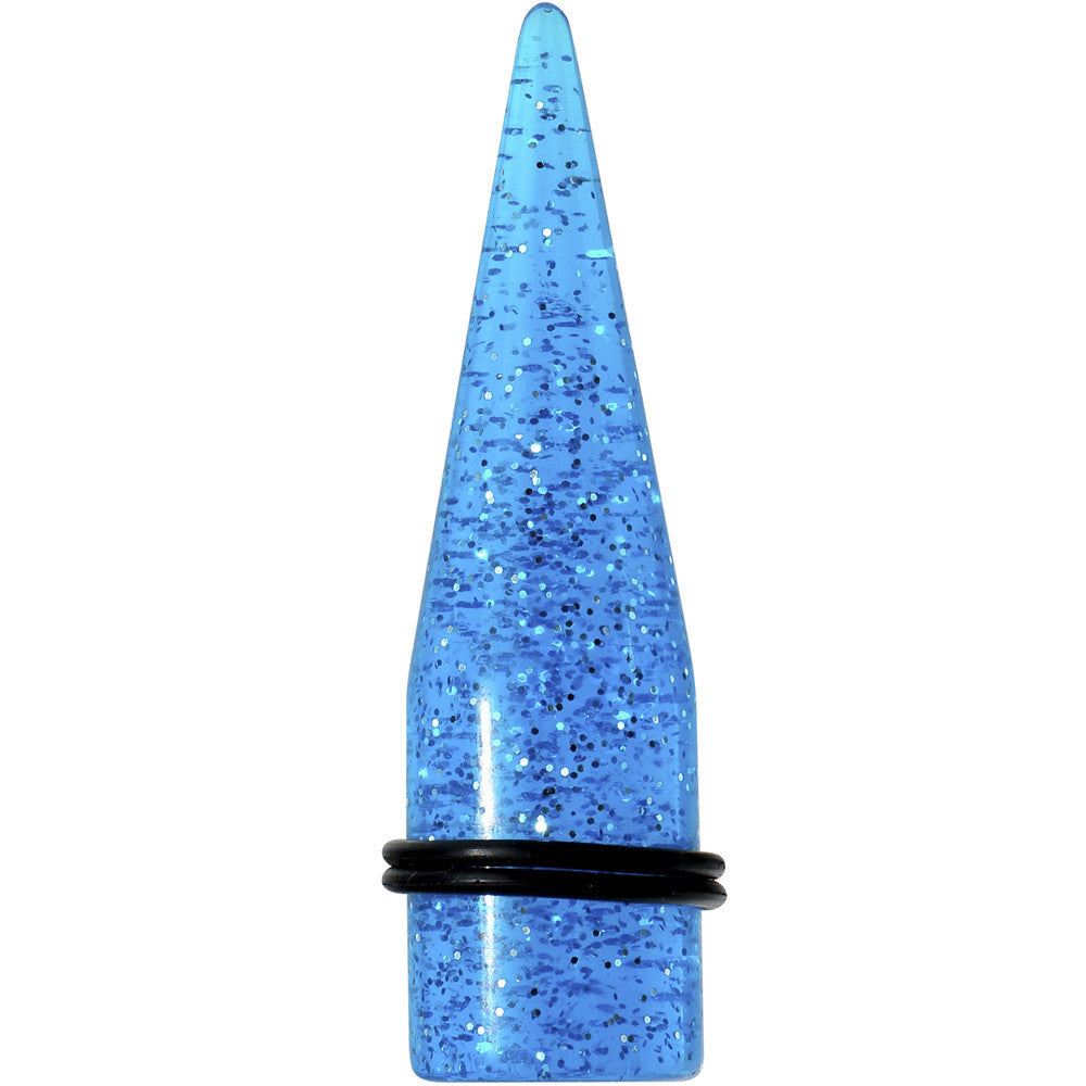 18mm Blue Acrylic Silver Glitter Taper