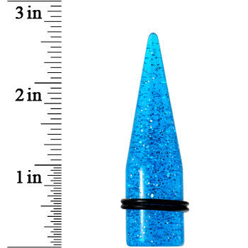 18mm Blue Acrylic Silver Glitter Taper