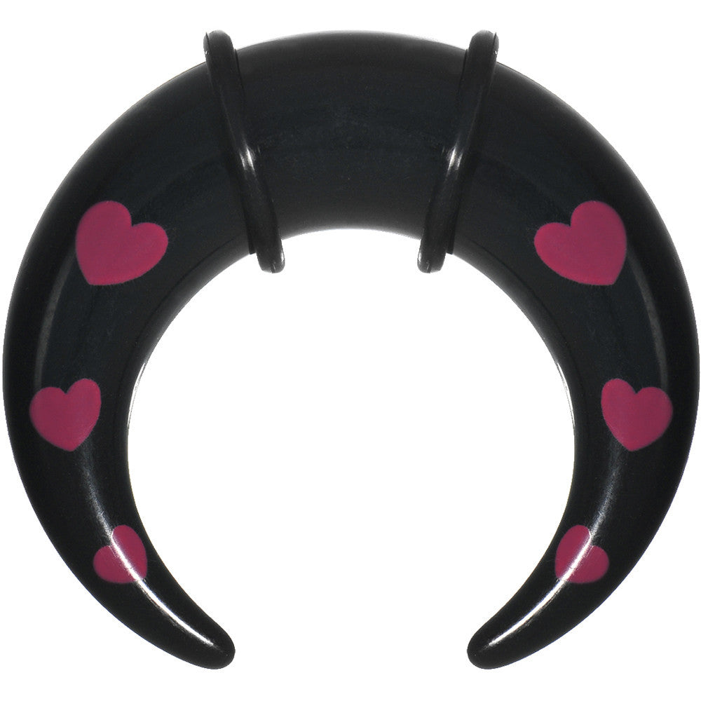 1/2 Black Acrylic Pink Hearts Buffalo Taper