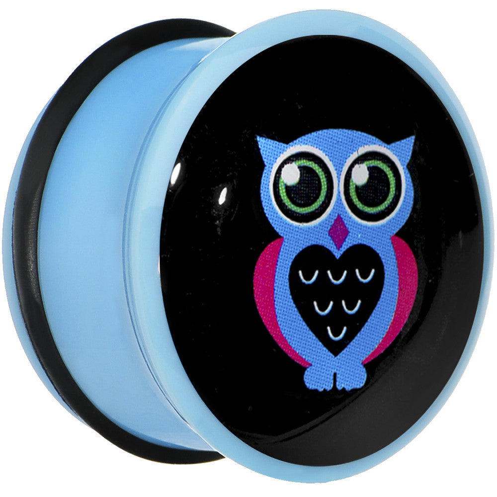 20mm Blue Acrylic Heart Owl Single Flare Plug