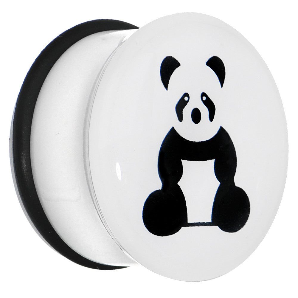 5/8 White Acrylic Panda Bear Single Flare Plug