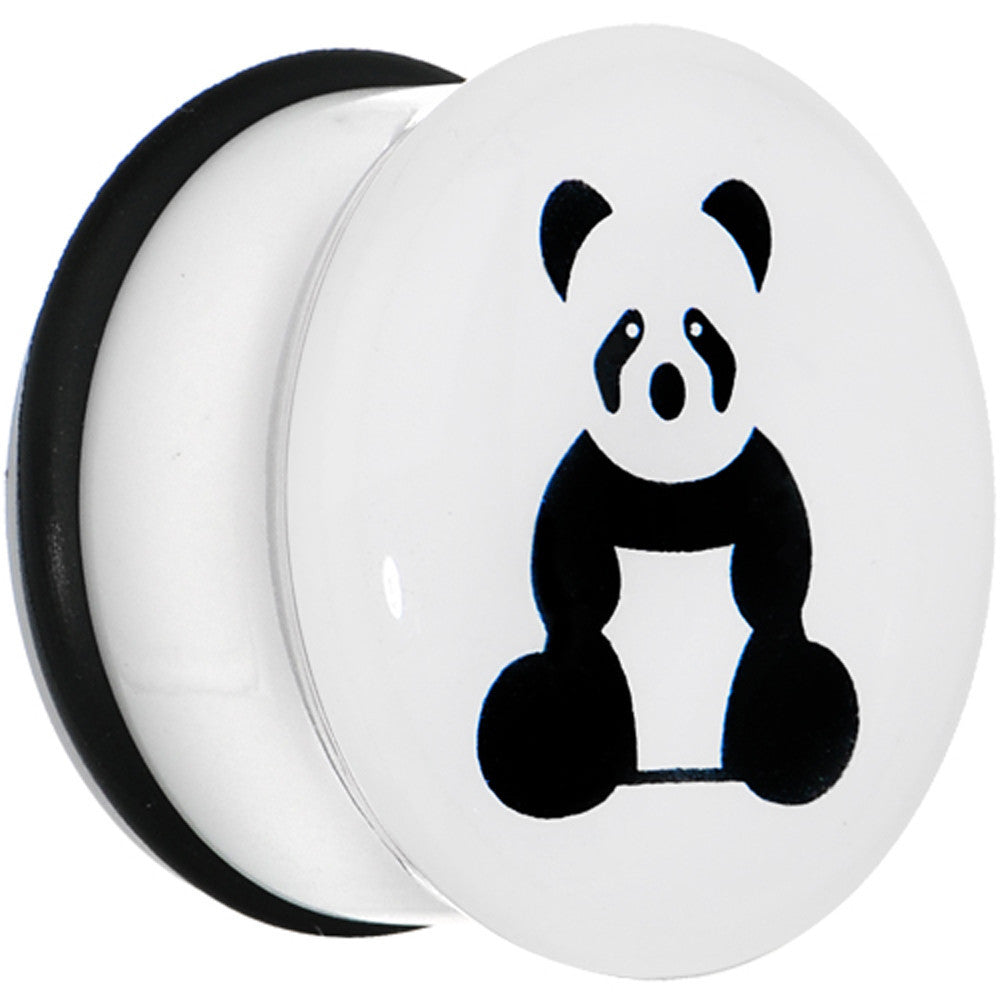 18mm White Acrylic Panda Bear Single Flare Plug