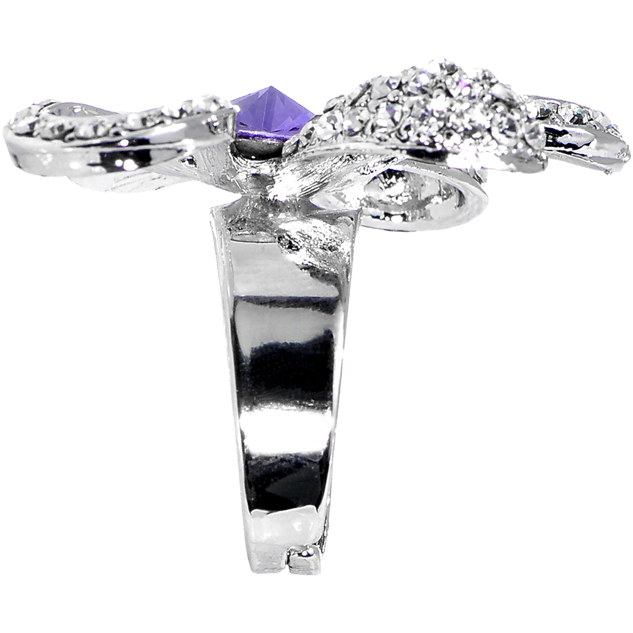 Crystalline Daisy Flower Adjustable Ring