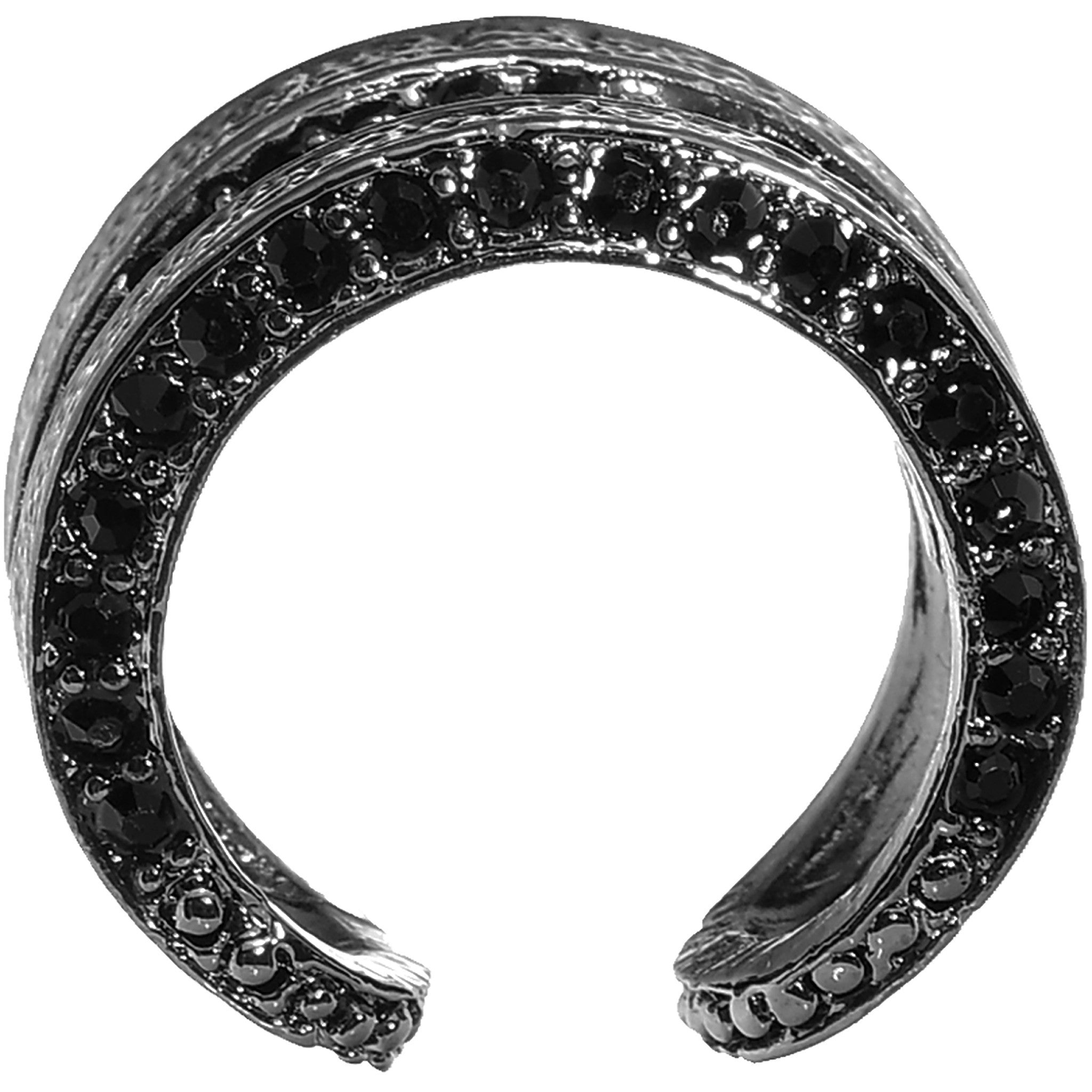 Hammered Black Gem Adjustable Ring