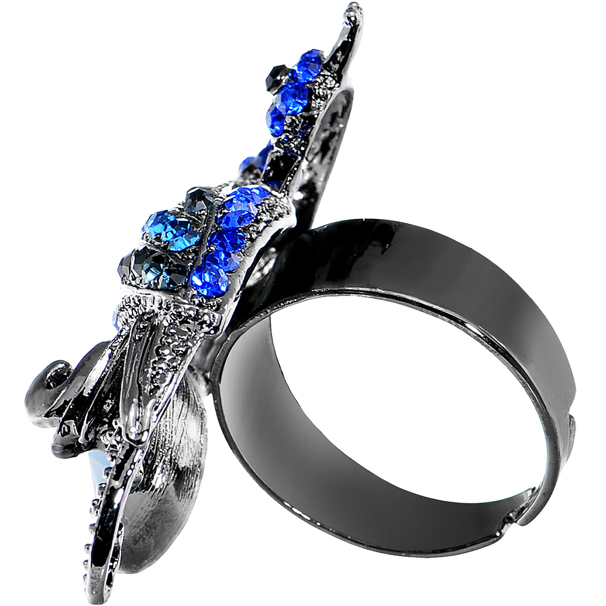 Gem Paved Peacock Adjustable Ring