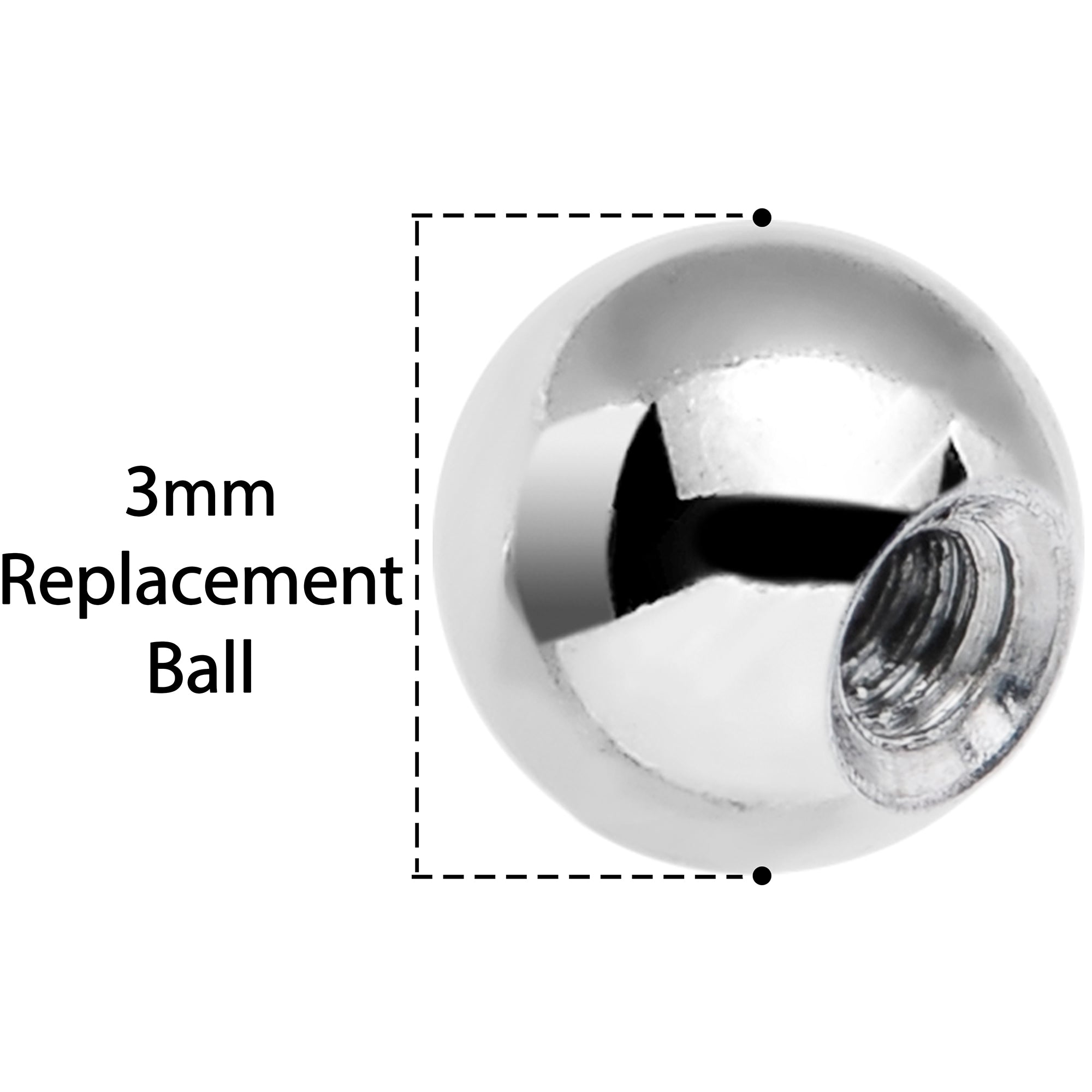 3mm Stainless Steel Black Diamond Gem Replacement Ball