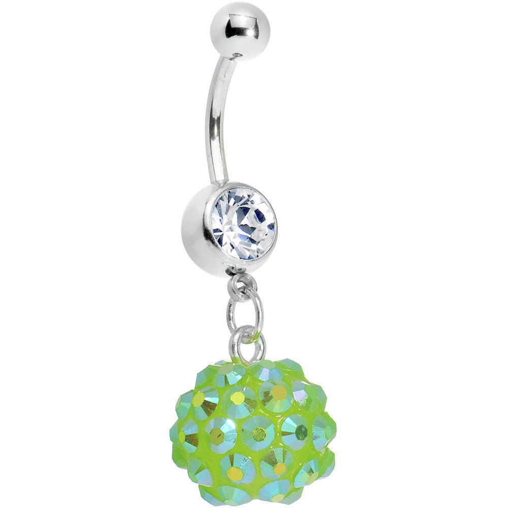 Green Gem Cluster Belly Ring