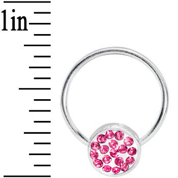 16 Gauge 5/8 Pink Gem Circle Crystal Ice Captive Ring