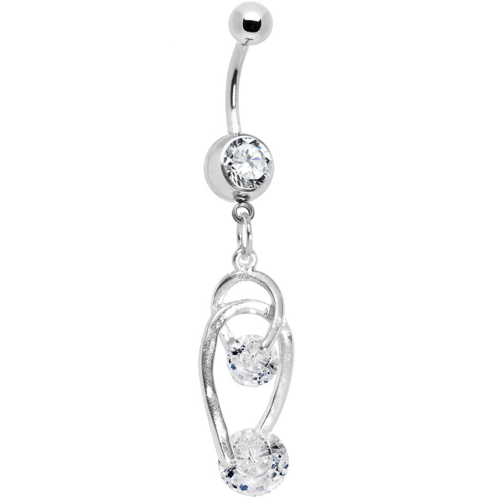 Crystalline Gem Double Drop Horseshoes Belly Ring