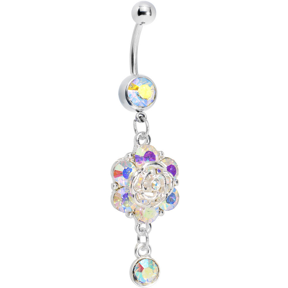 Aurora Gem Fancy Flower Dew Drop Belly Ring