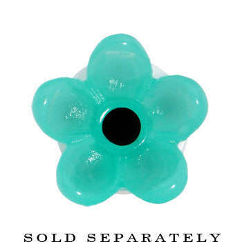 9/16 Acrylic Aqua Flower Saddle Plug