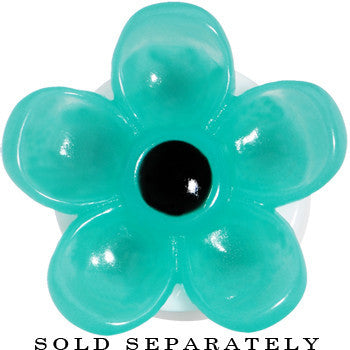 7/8 Acrylic Aqua Flower Saddle Plug