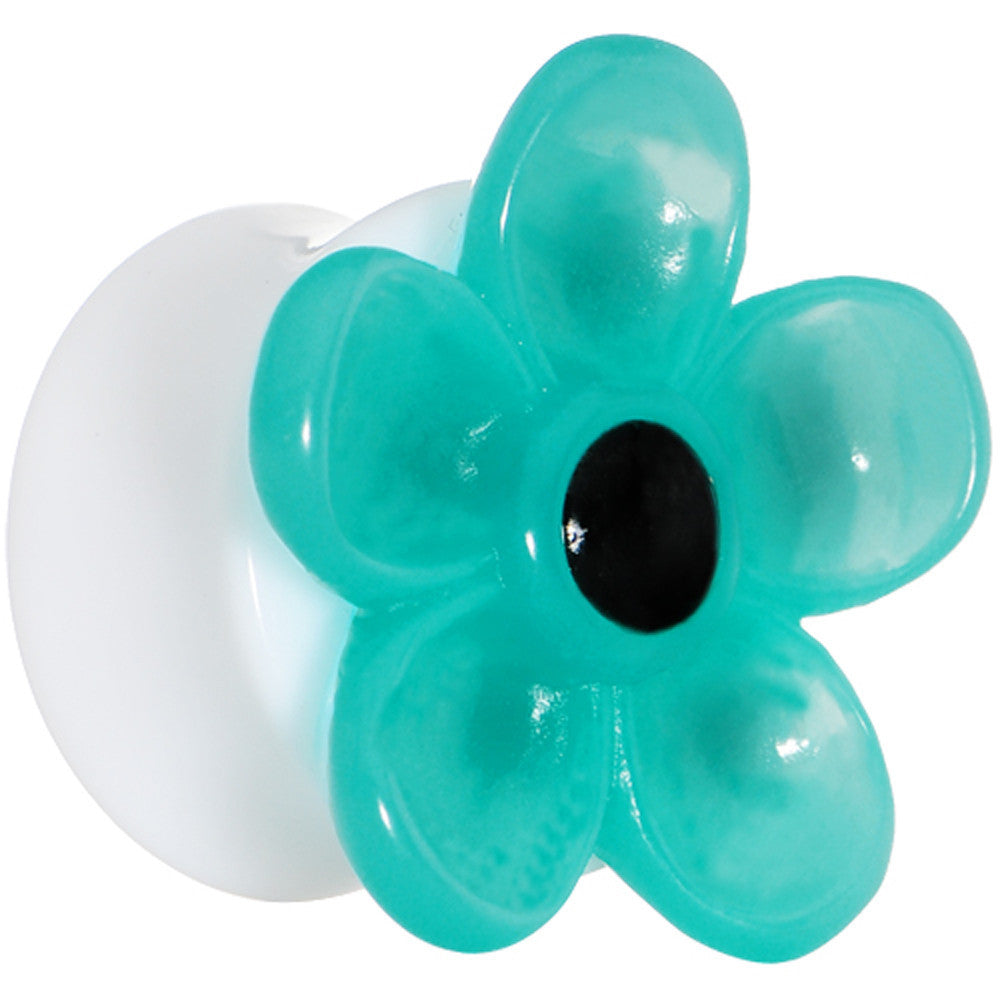 7/8 Acrylic Aqua Flower Saddle Plug