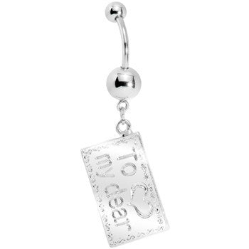 Sapphire Gem Love Letter Dangle Belly Ring