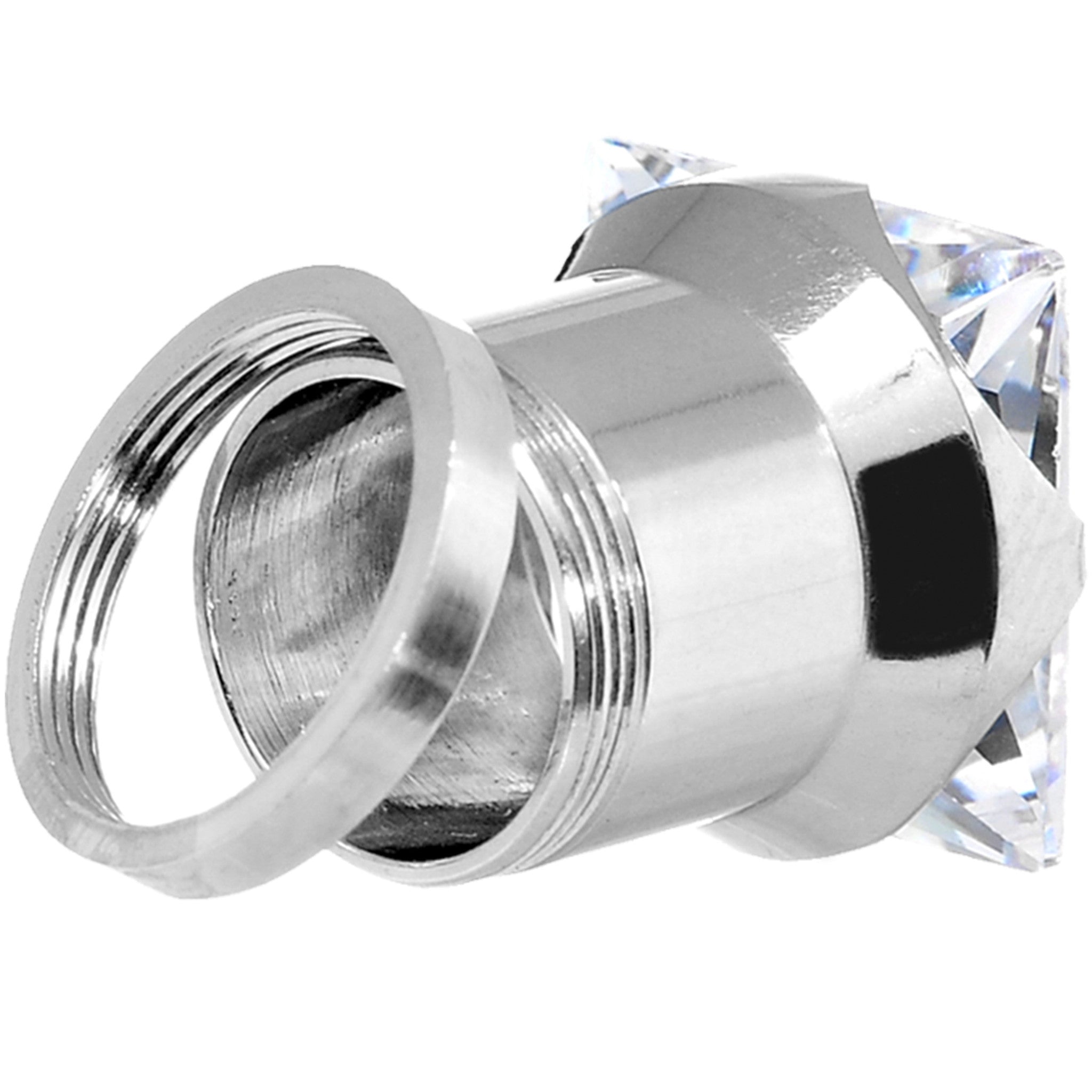 Clear CZ Gem Stainless Steel Screw Fit Tunnel Plug Set 0 Gauge