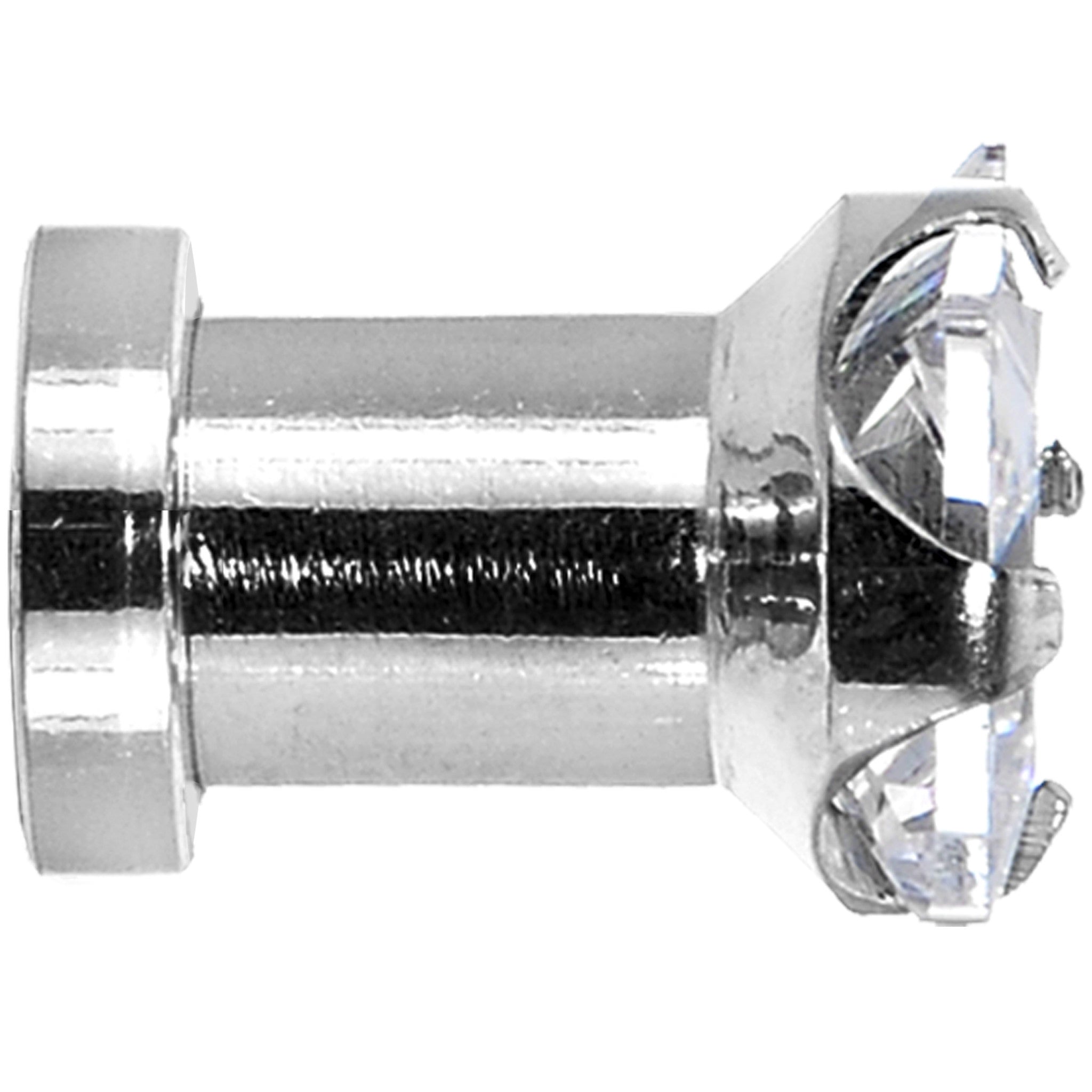 4 Gauge Stainless Steel Clear Square CZ Screw Fit Tunnel