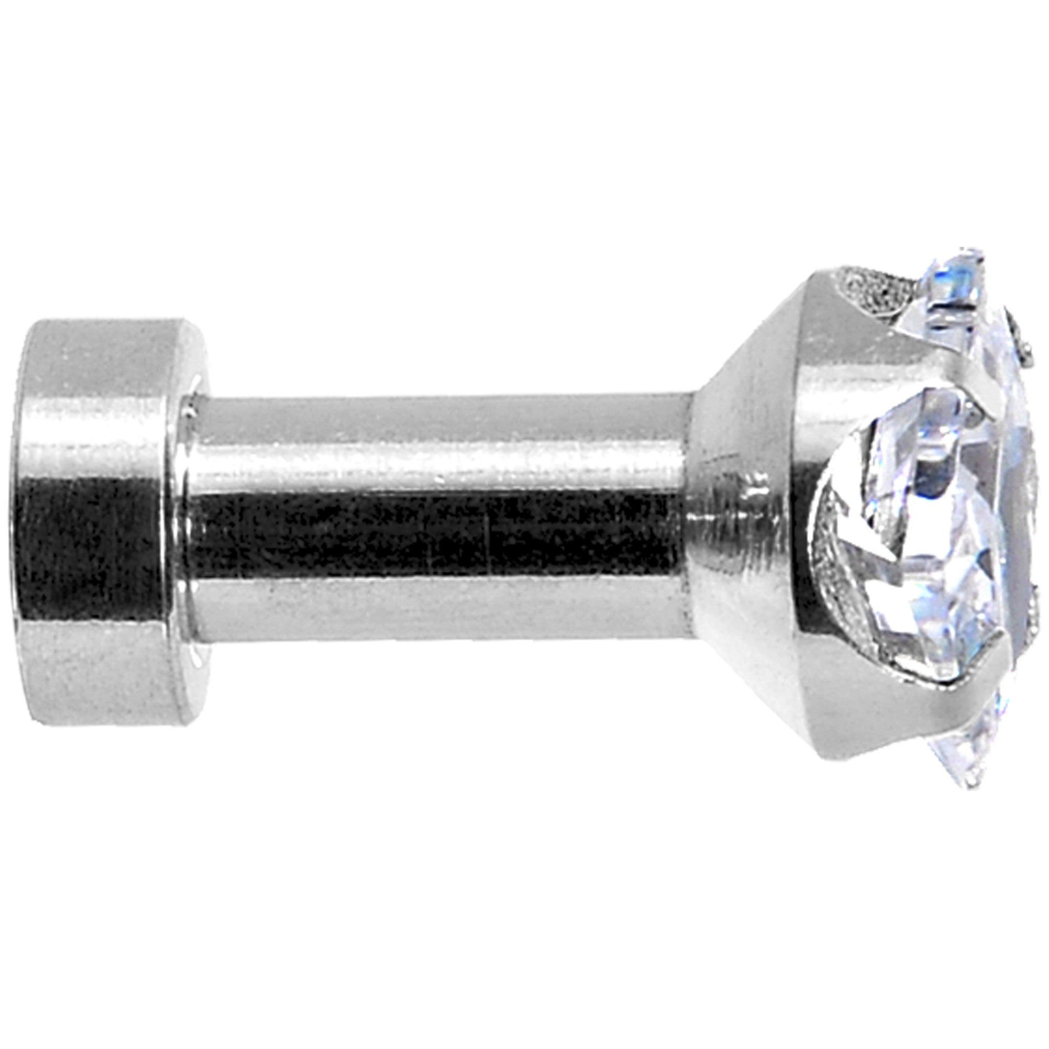 8 Gauge Stainless Steel Clear Square CZ Screw Fit Tunnel Set