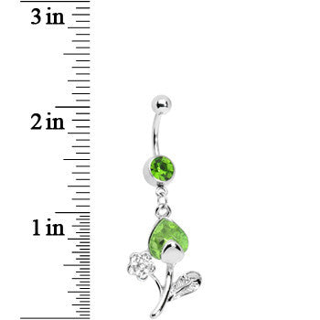 Peridot Gem Tulip Flower Belly Ring