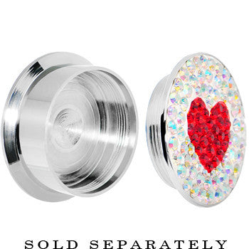 20mm Stainless Steel Aurora Gem Red Heart Screw Fit Plug