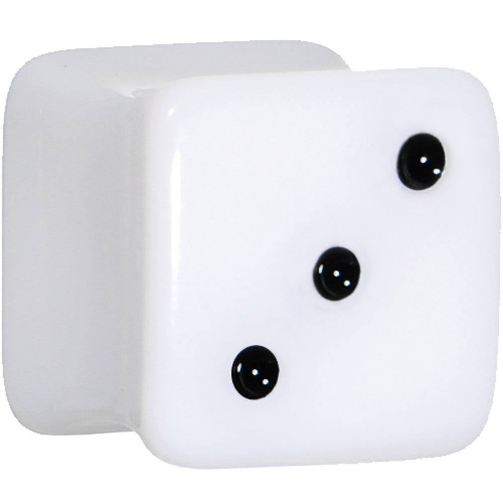 00 Gauge White Acrylic Square Dice Saddle Plug