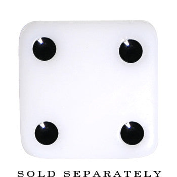 00 Gauge White Acrylic Square Dice Saddle Plug