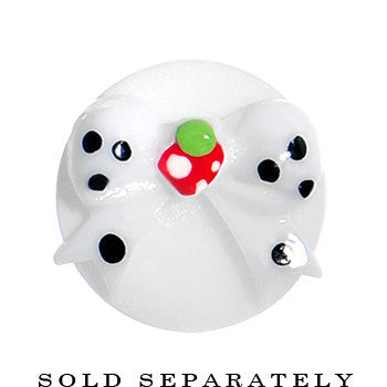 0 Gauge White Acrylic Berry Polka Dot Bow Saddle Plug