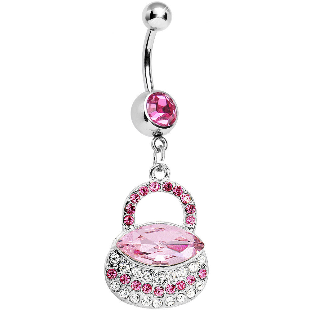 Pink Gem Pretty Purse Dangle Belly Ring